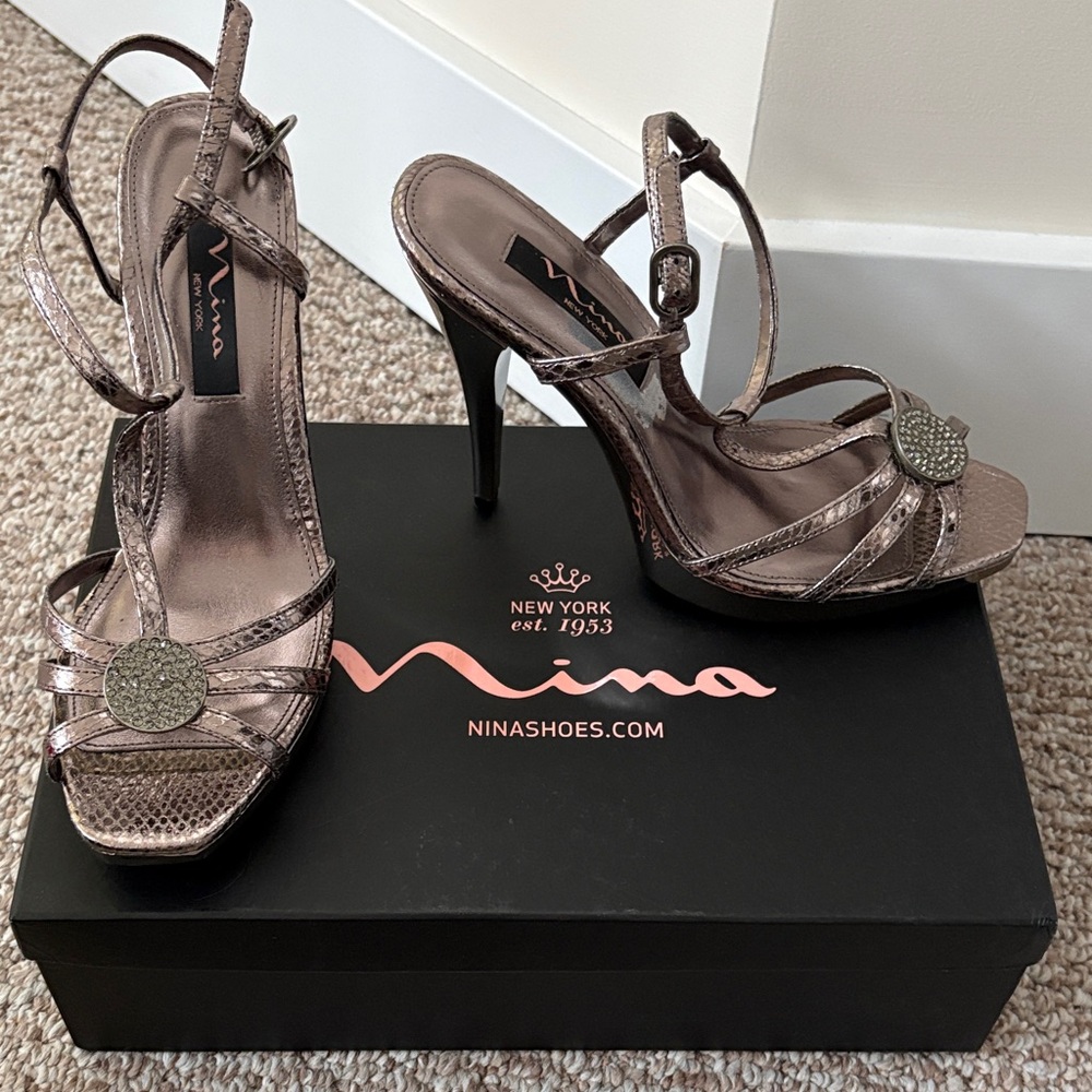 Nina Women's Bronze Strappy Heels